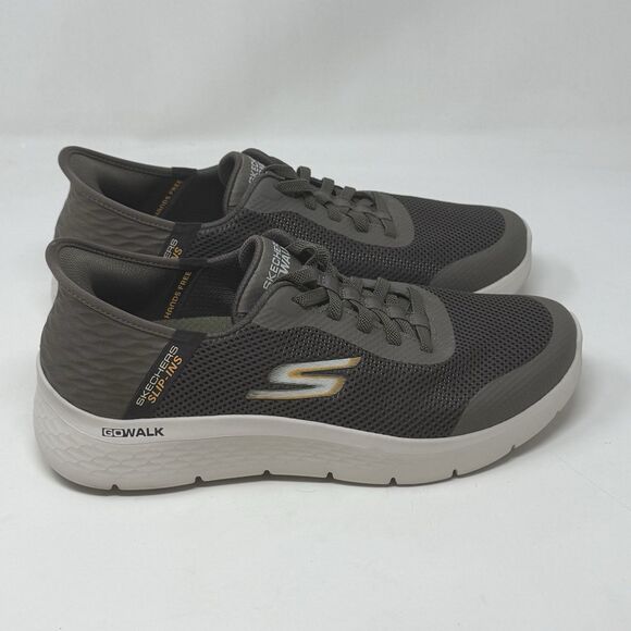 Skechers Go Walk Flex Shoes Mens 9 Extra Wide Fit Brown Hands Free Slip Ins - Picture 1 of 16